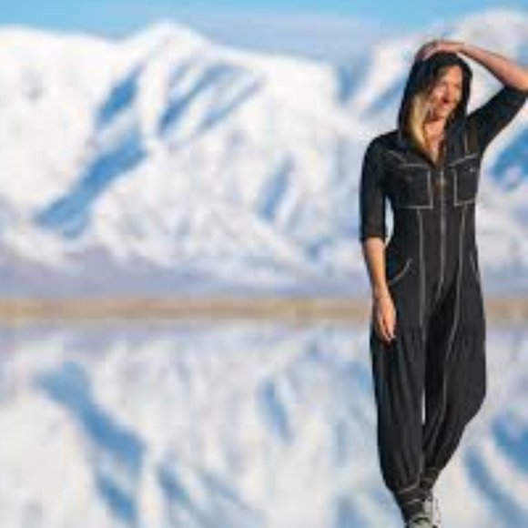 Pants - Autumn Teneyl Angel Pink Floral Jumpsuit Velour Sustainable Organic size Small